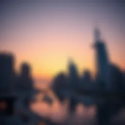 Stunning view of Wyndham Dubai Marina at sunset