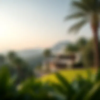 Serene Landscape of Forest Villas Serene landscape surrounding forest villas in Dubai