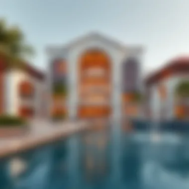 The stunning architecture surrounding the Fountain Boardwalk