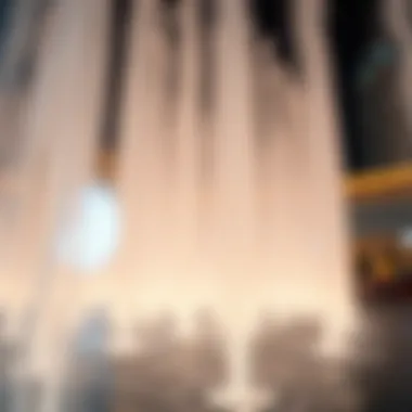 Close-up of the intricate fountain design during the water show