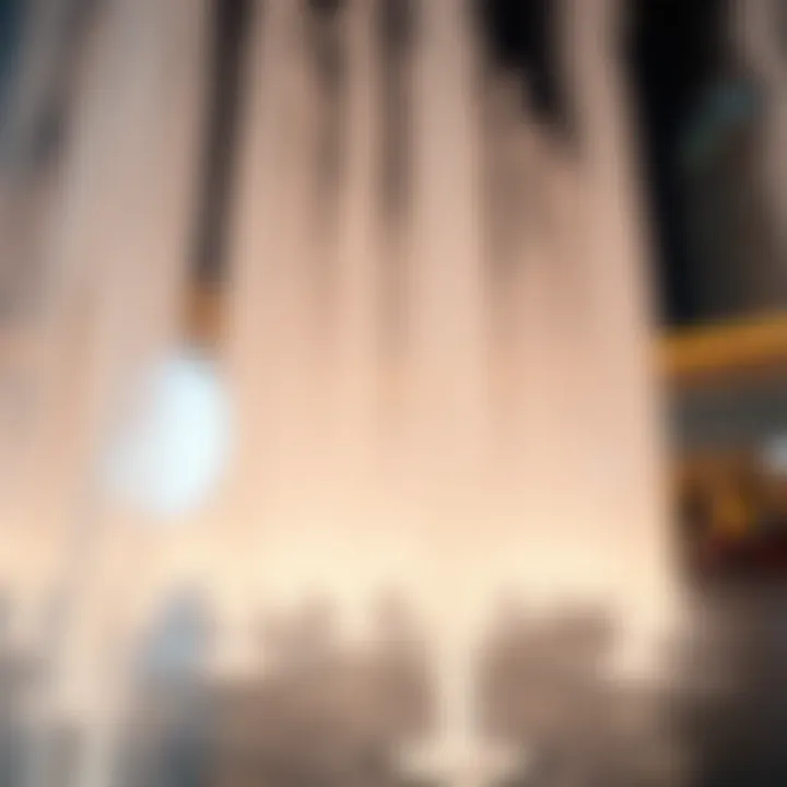 Close-up of the intricate fountain design during the water show