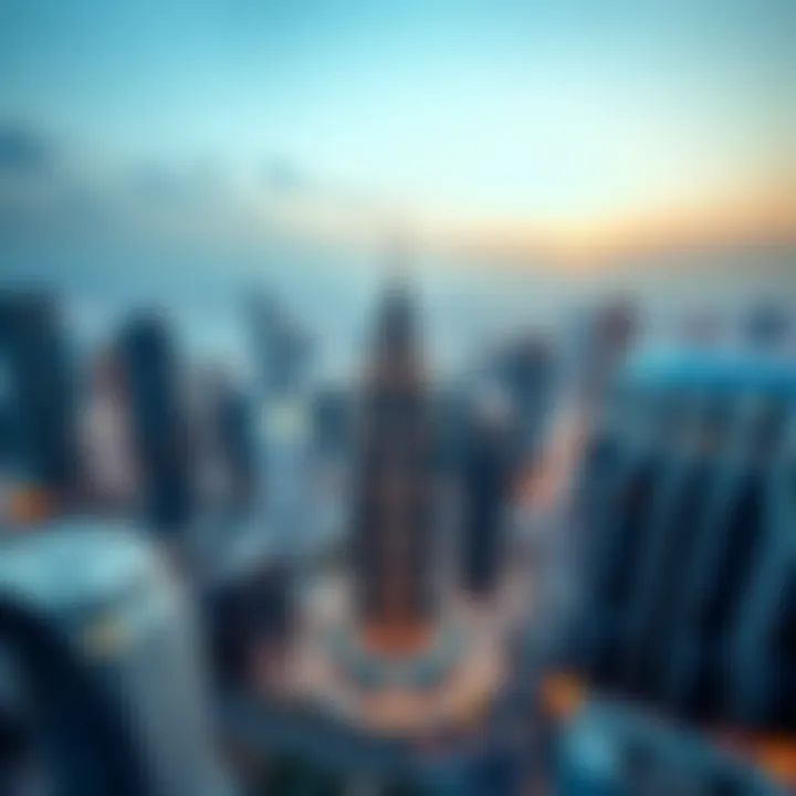 Aerial view of Hessa Building within the context of Dubai's skyline