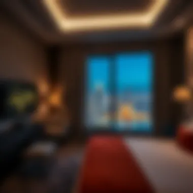 Interior of a hotel room with a view