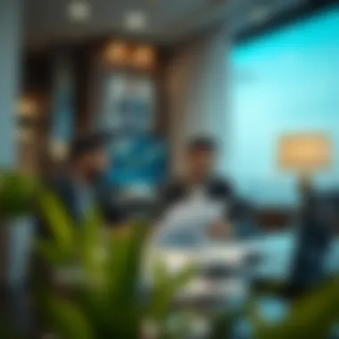 Market Analysis for Hotel Room Investment Investors analyzing market trends in a corporate setting