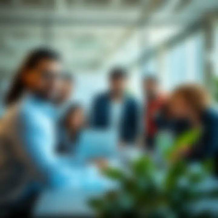 A diverse group showcasing teamwork in an office setting