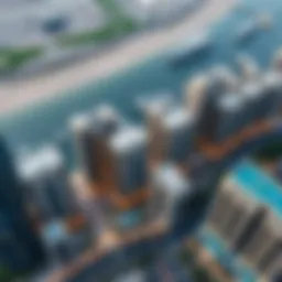 Aerial view of JLT Cluster A showcasing its architectural beauty