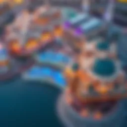 A mesmerizing aerial view of La Perle showcasing its stunning architectural design and vibrant ambiance.