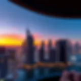 Stunning skyline view of luxury apartments in Dubai Marina at sunset