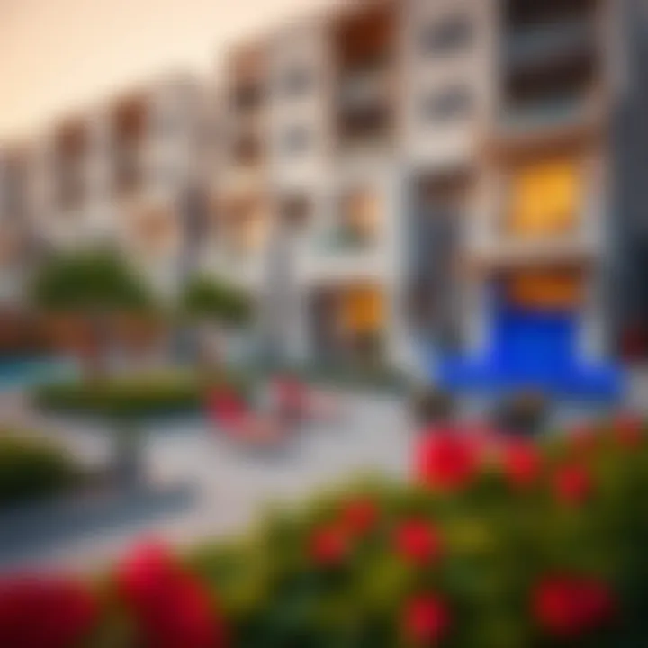 View of the community amenities surrounding the Maha Townhouse