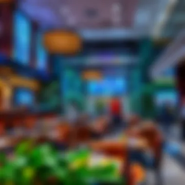 A vibrant dining area showcasing diverse cuisines at Mall of Emirates