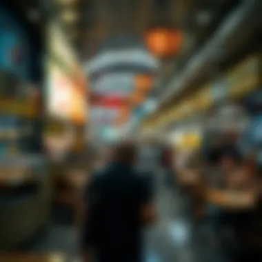 A bustling food court filled with various dining options