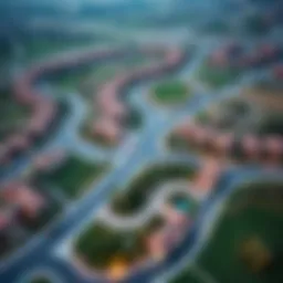 Aerial view of Nad El Sheba Gardens showcasing its lush greenery and well-planned layout