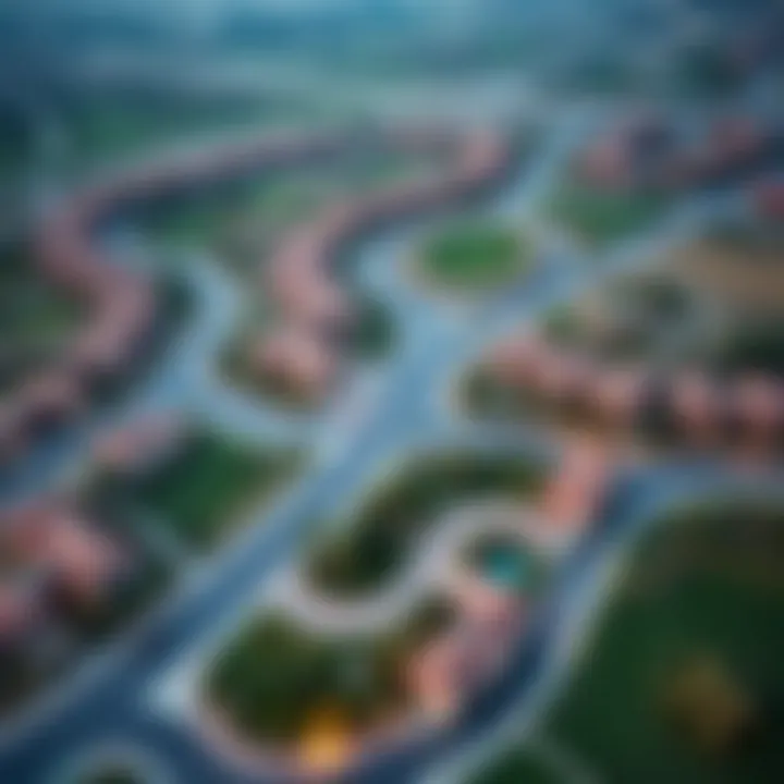 Aerial view of Nad El Sheba Gardens showcasing its lush greenery and well-planned layout