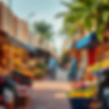 Vibrant local market scene in Nad El Sheba Gardens reflecting community life