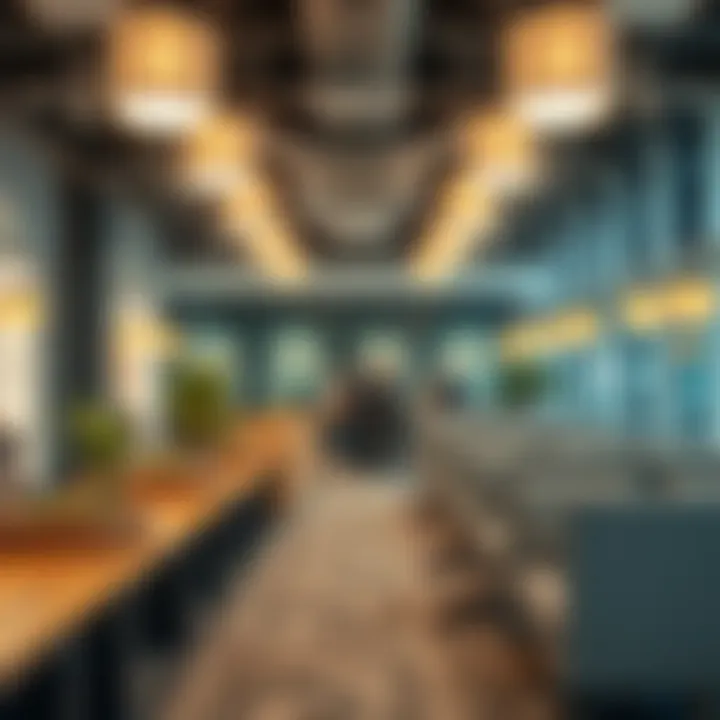 Interior of a business centre with collaborative workspaces