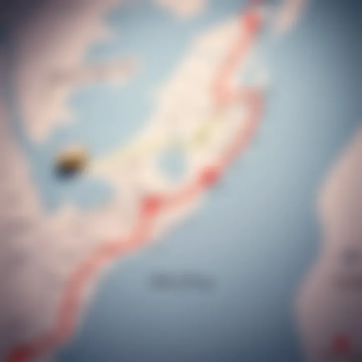 Map showcasing the Dubai Ferry routes and connections