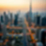 An overview of Dubai's skyline with iconic buildings