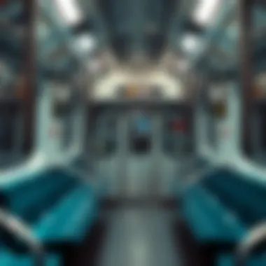 Inside view of a Metro Dubai train car