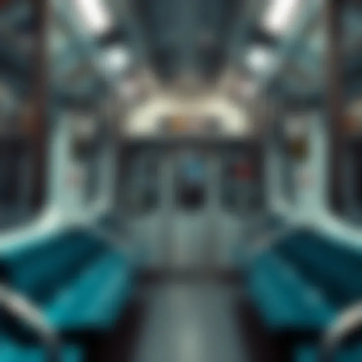 Inside view of a Metro Dubai train car