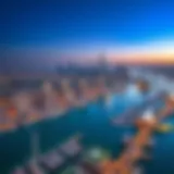 Aerial view of Dubai Creek Harbour showcasing the skyline
