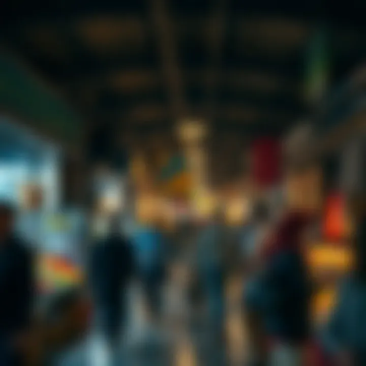 A lively scene of visitors exploring the market's offerings