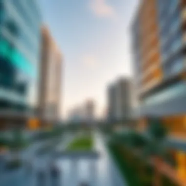 Modern architectural design of the buildings surrounding Olympic Park