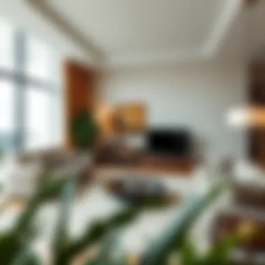 Spacious living room in a unit of Palm Beach Towers 3 featuring premium furnishings