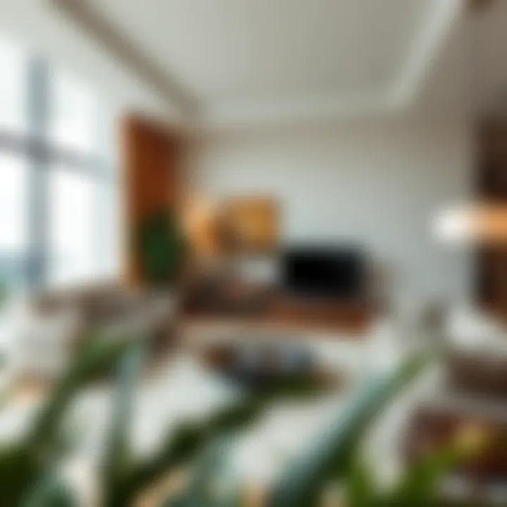 Spacious living room in a unit of Palm Beach Towers 3 featuring premium furnishings