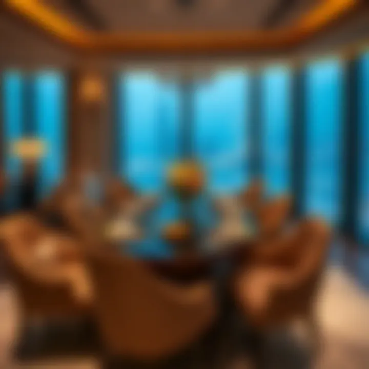 Elegant dining setup in a sophisticated penthouse