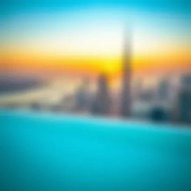 Infinity pool with a panoramic city view