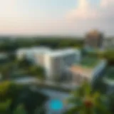 Aerial Perspective of Rufi Gardens Aerial view of Rufi Gardens showcasing lush greenery and modern architecture in Dubai