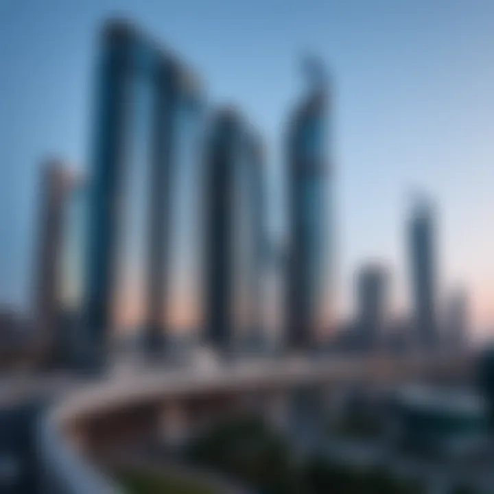 Modern skyscrapers lining Sheikh Mohammed Bin Zayed Road, representing investment potential.