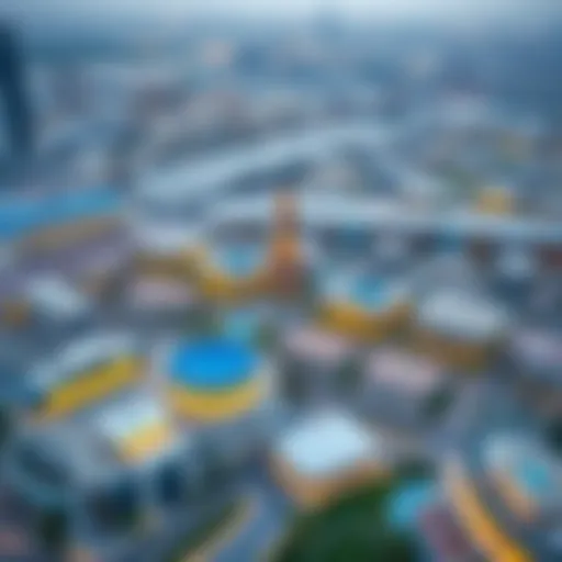 Aerial view of Shoba City showcasing modern architecture