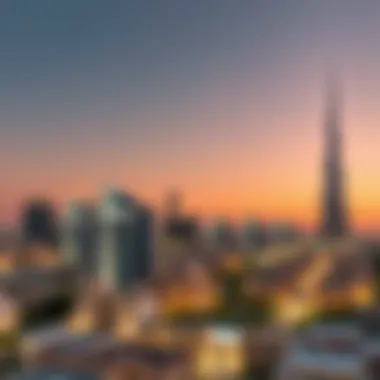 Al Rashidiya Skyline at Dusk View of Al Rashidiya neighborhood skyline at sunset