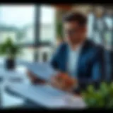 Consultant analyzing tax documents related to real estate