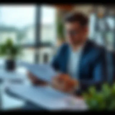 Consultant analyzing tax documents related to real estate