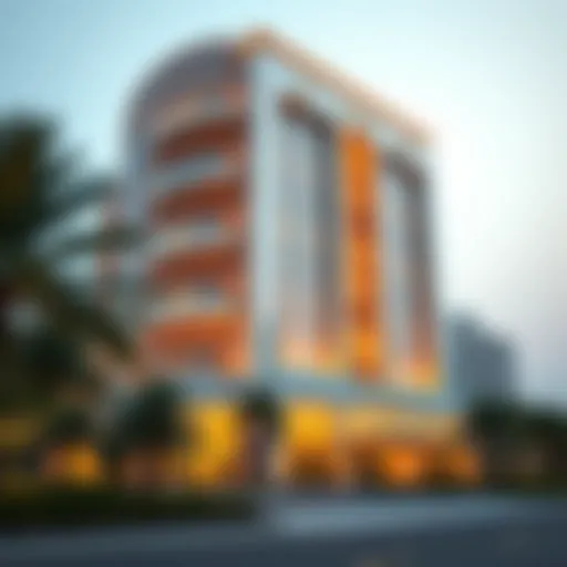 A stunning exterior view of the Al Sarraf Building showcasing its modern architectural design
