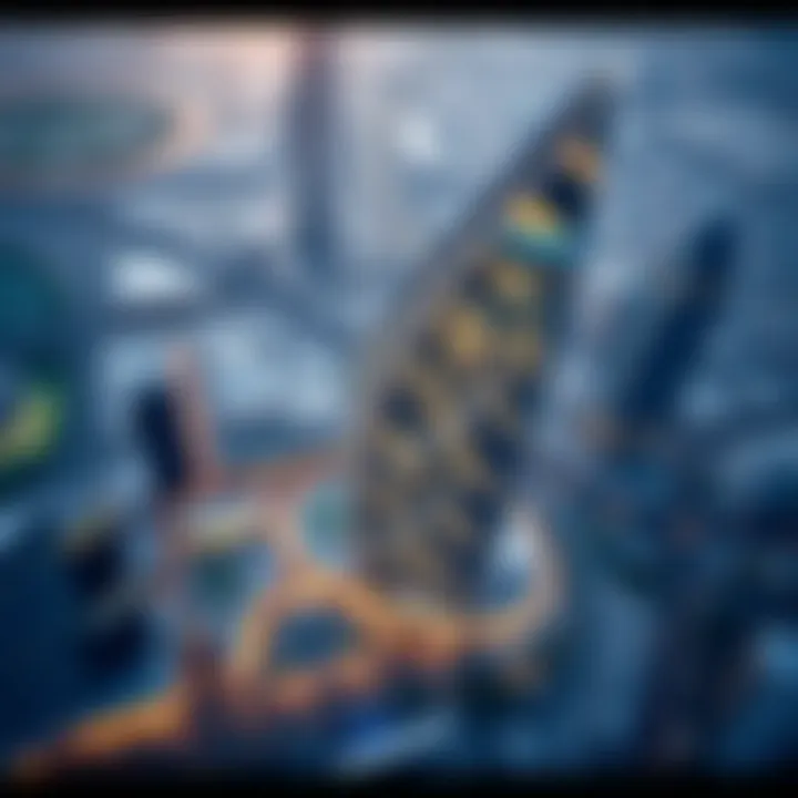 Aerial view showcasing the Curve Building's integration with its surroundings