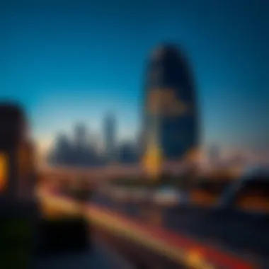 The distinctive curvature of the Curve Building against Dubai's skyline