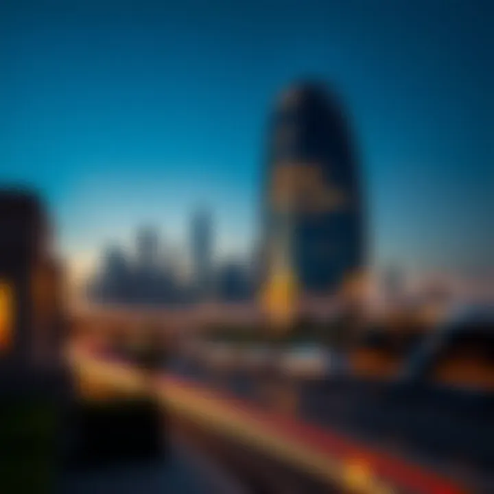 The distinctive curvature of the Curve Building against Dubai's skyline