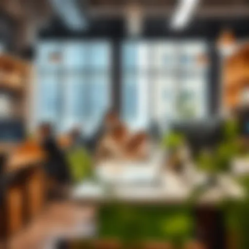 A vibrant workspace showcasing freelancers at work in Dubai