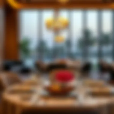 Elegant dining setup at a luxury restaurant on The Palm