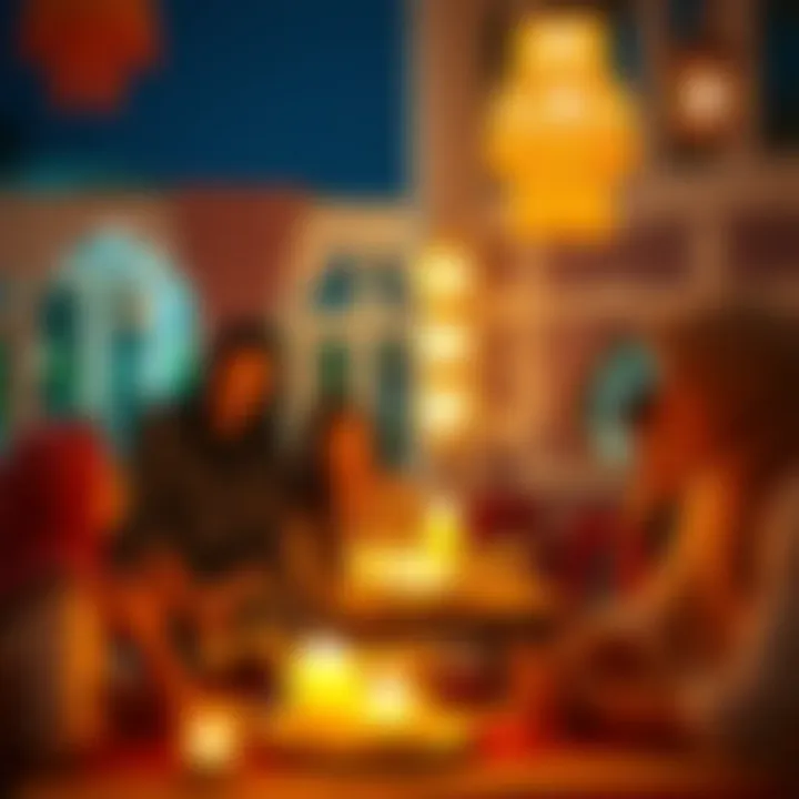 A family gathering in a festive setting during Eid