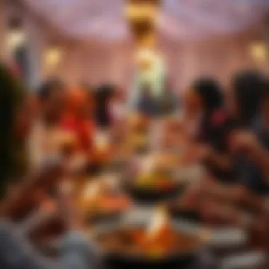 Celebrating Community at Iftar A vibrant iftar gathering showcasing diverse dishes