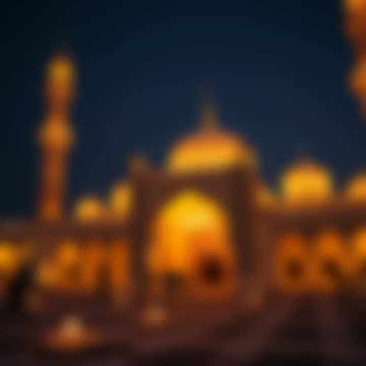 Decorated mosque during Ramadan night