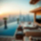 A stunning luxury vacation home with a panoramic view of Dubai's skyline