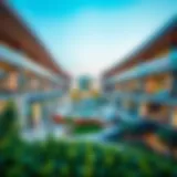 Modern Architecture of UK Universities in Dubai A panoramic view of a UK university campus in Dubai showcasing its modern architecture