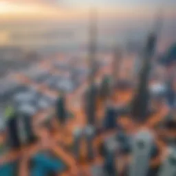 Aerial view of Dubai's skyline showcasing luxury properties