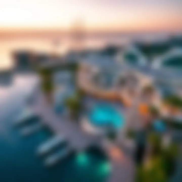 Aerial view of Marina Beach Club showcasing its architectural elegance