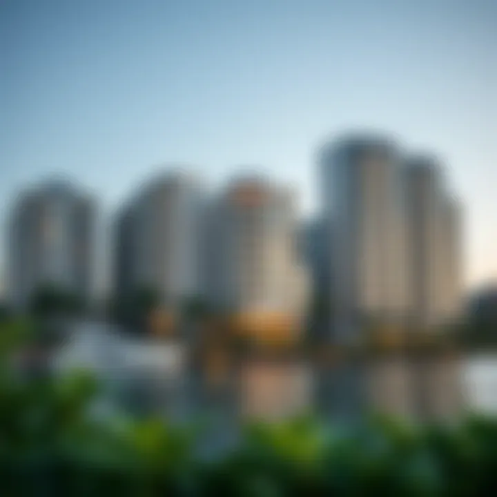 Luxurious residential buildings along the waterfront of Creek Marina